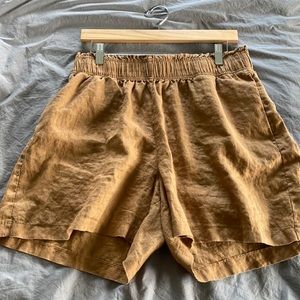 Quince High Waist Linen Shorts Size Large